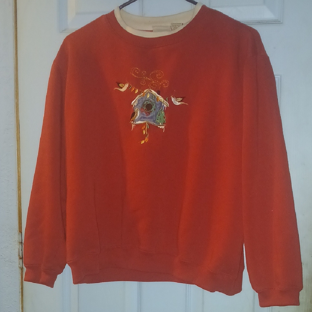 Momen'sRed Embroidered Sweater